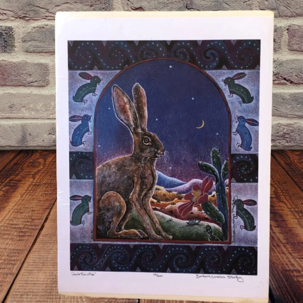 Barbara Nurallah Starkey Signed Rabbit Print JACK THE WISE 29/600 New Mexico